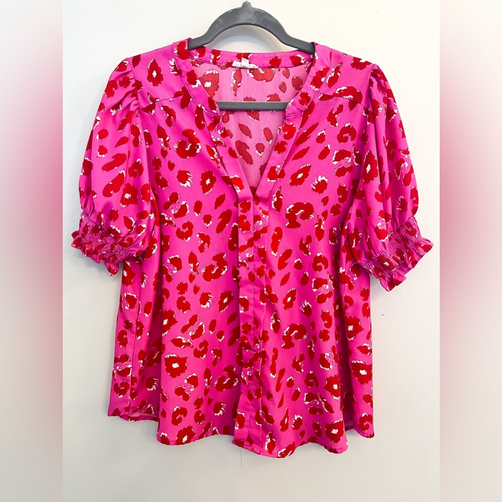 Jodifl Hot Pink Leopard Top, Size M